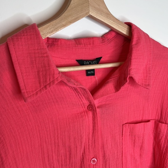 RACHEL ROY | Pink Waffle Style Soft Button Up Tunic - Picture 5 of 9